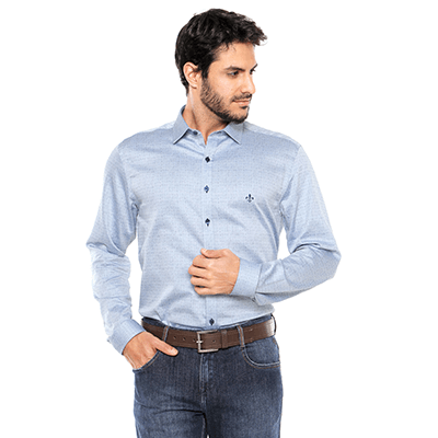 Camisa Dudalina Abstrata Azul Claro
